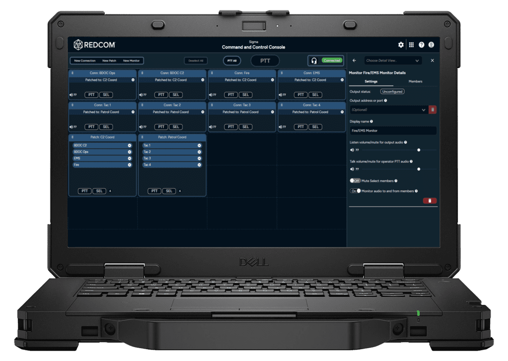 REDCOM C2 Console on laptop